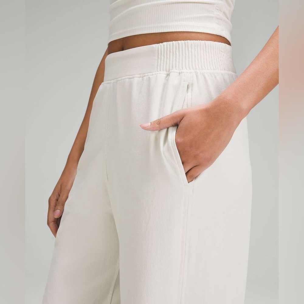 COPY 🍋 Lululemon Stretch Woven Wide-Leg High-Rise Pant, Bone, size L - Picture 2 of 14